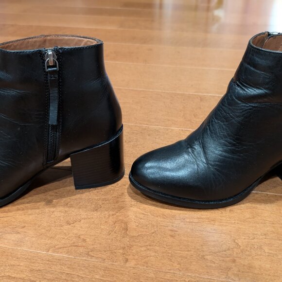 H&M Black Leather Ankle Boots, Size 6, 36 - Picture 2 of 9